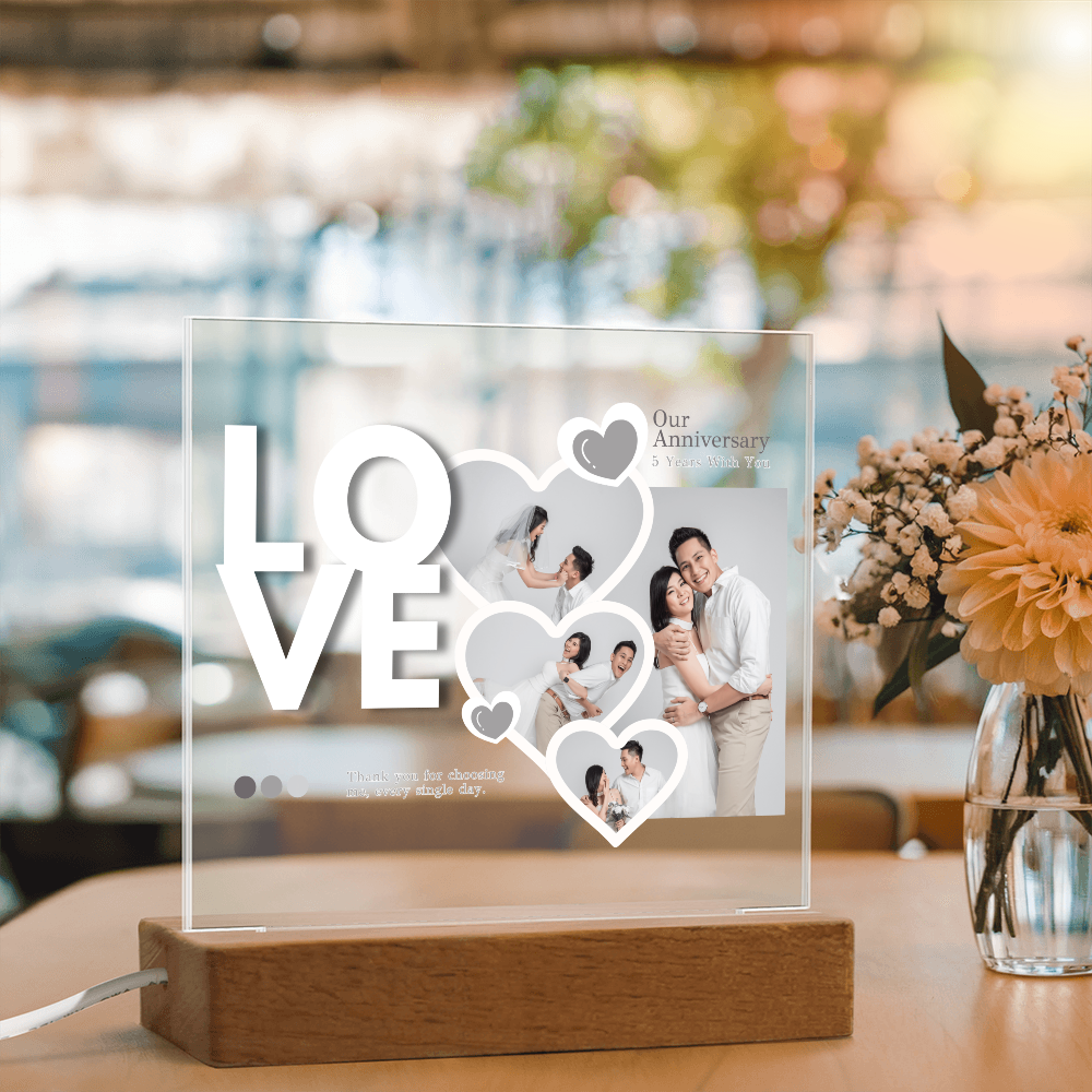 Anniversary Square Acrylic Plaque – A Glowing Celebration of Your Love