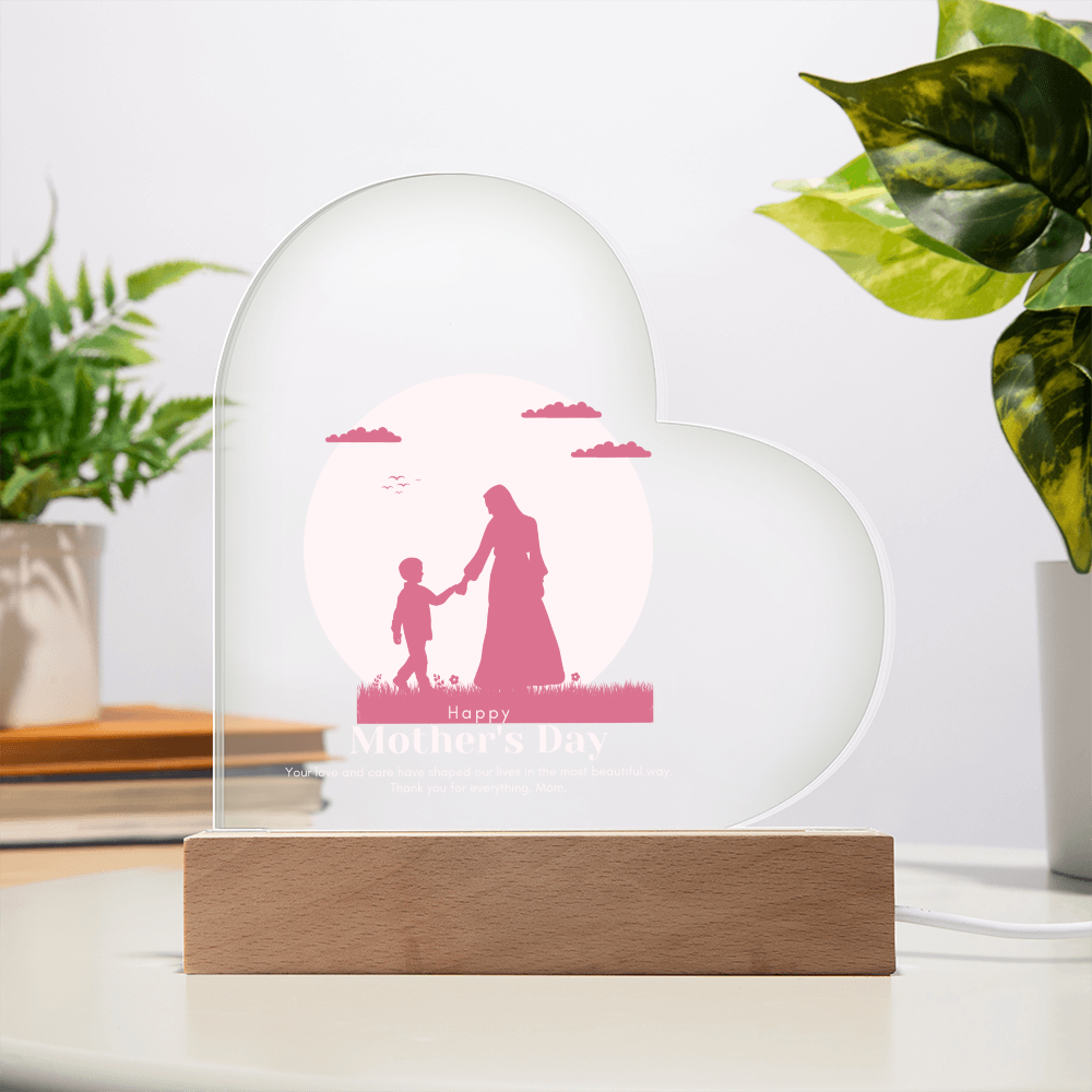 Mother's Day Heart Acrylic Plaque – A Glowing Tribute to Mom