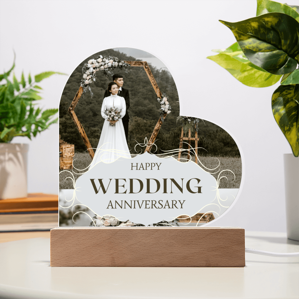 Heart Acrylic Plaque – A Glowing Keepsake for Your Wedding Anniversary