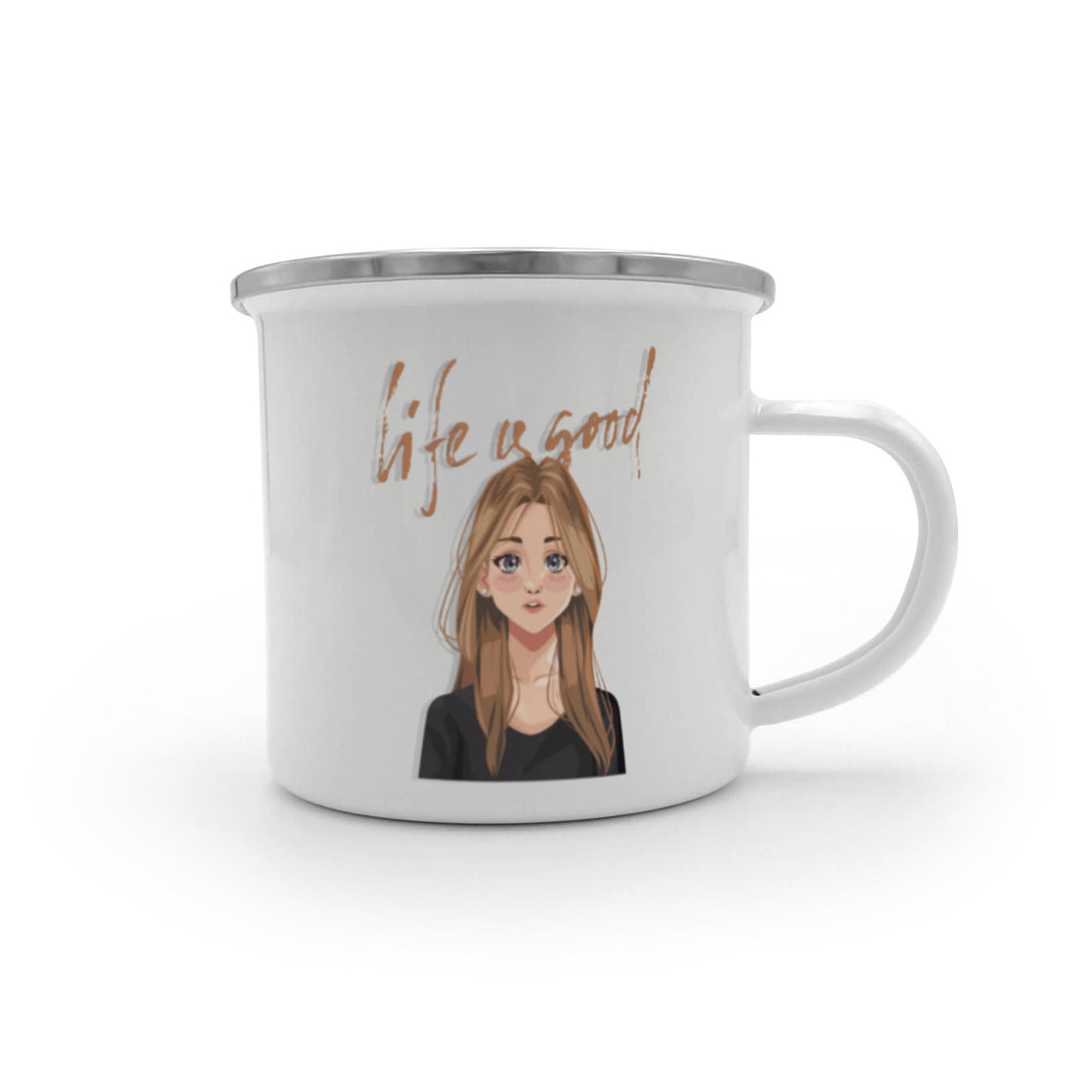 Life is Good Cartoon Character Enamel Mug