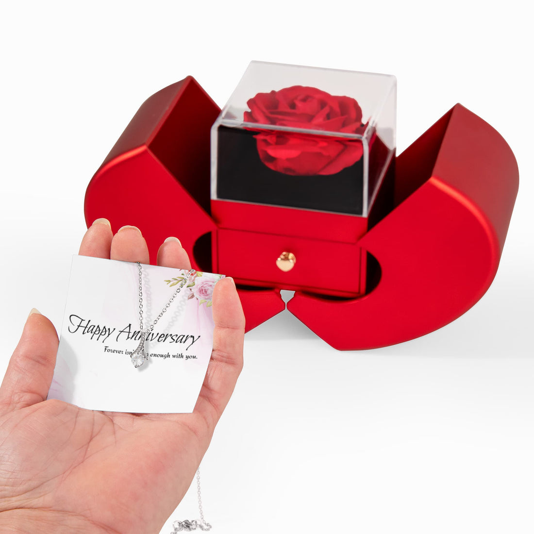Alluring Beauty Necklace & Eternal Rose Heart Box – A Romantic Anniversary Gift Set